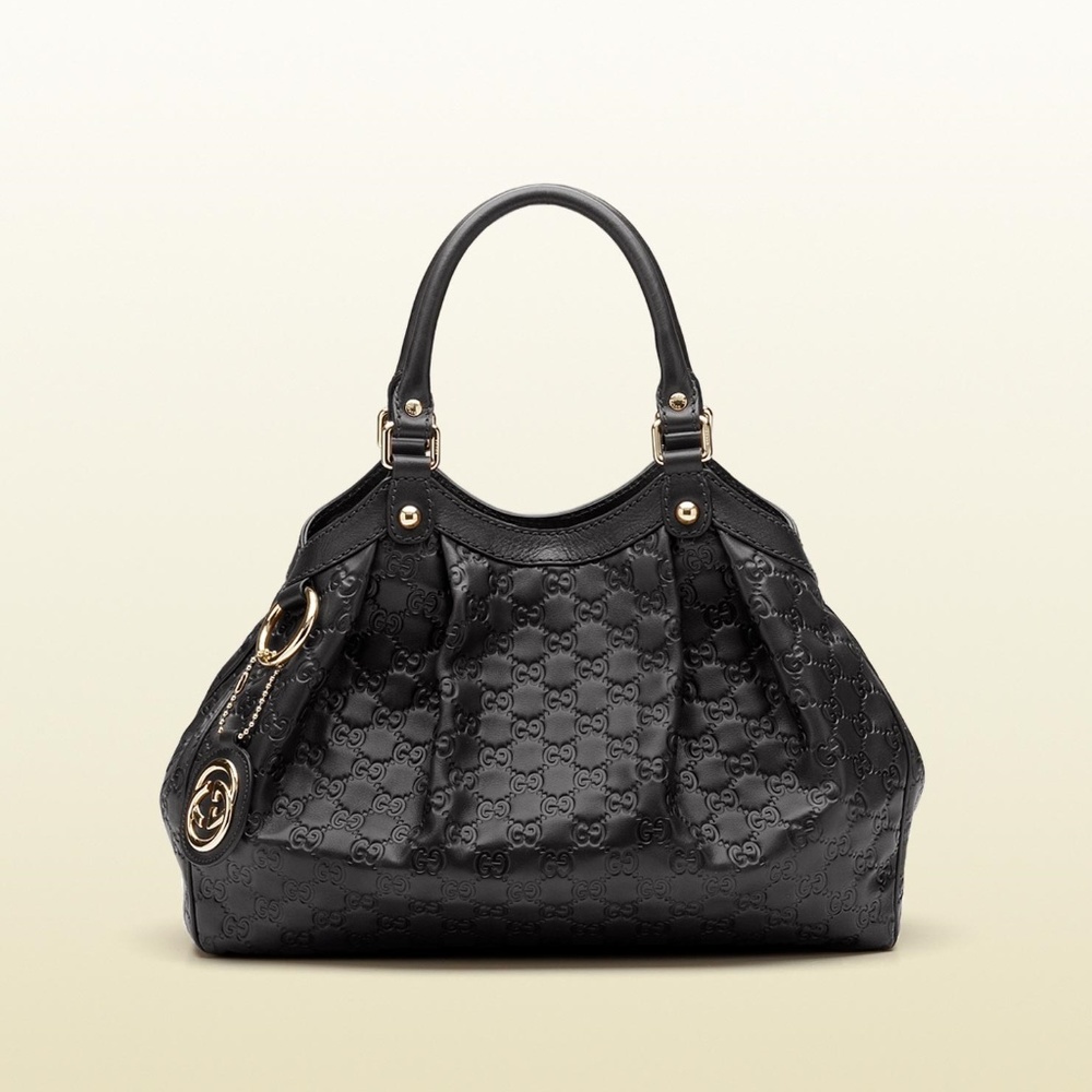 GG Guccissima Leather Sukey Medium Black Handbag